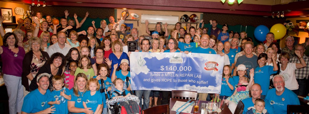 Team Judson's Legacy celebrating their $140,000 victory with family and friends!